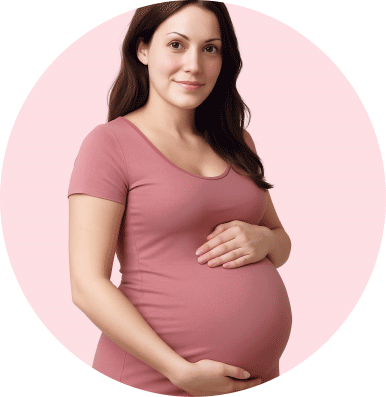 mother looking up to baby's face smilling